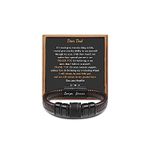 JoycuFF Gifts for Dad from Daughter Father's Day Leather Bracelet for Best Dad Ever Gifts Unique Retirement Birthday Christmas Gifts for Dad New Dad Love You Forever Black Jewelry 9 Inches, 9",