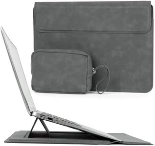 Allinside 13-14 Inch Laptop Sleeve with Stand for MacBook Air 13 2018-2024 (M2 A2681 M1 A2337)/ MacBook Pro 13 2016-2024 (M2 A2686 M1 A2338 A2251 A2289 A2159), PU Leather Case with Pouch, Gray