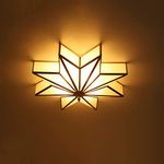 MIXL-Mid Century Glass Ceiling Light Fixture, Brass Flush Mount Ceiling Light with Frosted Glass Shade,Star Light for Bedroom, Living Room,Kitchen Foyer&Corridor with 4-Lights