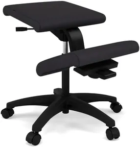 Varier Wing Ergonomic Kneeling Chair with Wheels, Swivel Base and Adjustable Height, Black Revive Fabric, Suitable for Home Office and Office