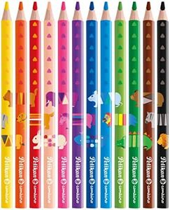 Pelikan Combino Mix e Match, Matite Colorate Jumbo, Triangolari Ergonomiche per Bambini, Educative, con Animali Combinabili sul Fusto. Astuccio 12 Matite Colori Assortiti