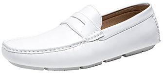 Jousen Men's Loafers Casual Slip On Shoes Soft Penny Loafers for Men Lightweight Driving Boat Shoes, Casual Penny Loafer-amy802a-white, 9.5