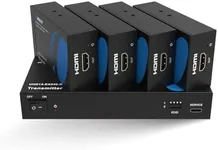 OREI 4K 1x4 HDMI Extender Splitter, Multiple Over Single Cable CAT6/7 4K@60Hz 4:4:4 HDCP 2.2 with IR Remote EDID Management - Up to 100 Ft - Loop Out - Low Latency - Full Support