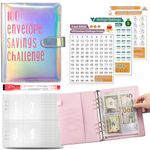 100 Envelopes Saving Challenge, 52 Week Money Saving Book, Budget Binder Money Saver Wallets for Cash (Silver)