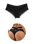 ohyeahlady Women Sexy Criss Cross Underwear Seamless Bikini Naughty Panty Brief Thong Cheeky, Style 2 Black, 3X-Large-4X-Large