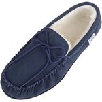 SNUGRUGS Men's Monty Suede Wool Rubber Sole Moccasins, Navy 11 UK / 45 EU