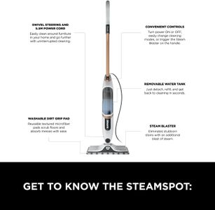 Shark SteamSpot Steam Mop – White, Powerful Floor Cleaning