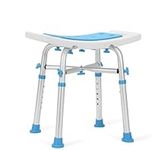 Health Line Massage Products Heavy Duty Shower Stool 550lb Bath Seat Chair, Tool-Free Assembly Height Adjustable Paded Seat Bench for Seniors, Elderly, Disabled, Handicap and Injured