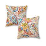 Greendale Home Fashions 17'' Outdoor Accent Pillows, Cushions Set of Two in Painted Paisley, Jamboree