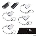 Micro USB to USB C Adapter (4X Compact with Key Chain + 2X Normal) - Allows Charging and Data Transfer for Your USB C Device - Simply Connect Your Micro USB Charging/Data Cable to The USB C Adapter