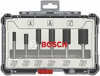 Bosch Professional 6 Pcs Router Bit Set With Straight Bits With 6Mm Shank, Suitable For Gkf 550 Plam Router And Gof 130 Router