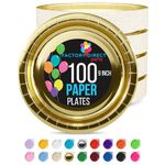 Gold Paper Plates 9 Inch 100 Count - Gold 9 Inch Paper Plates - Bulk Paper Plates Gold Disposable Plates - Disposable Cake Plates Paper Plate Gold - Exquisite