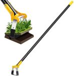 Hoe Garden Tool, XICEN Long Handle Heavy Duty Adjustable Hula Hoe, Gardening Stainless Steel Loop Stirrup Action Hoe, 75-150 cm(Black)