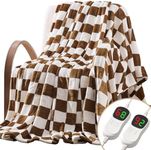 Homemate Electric Blanket Heated King Size - 100“x90“ Ultra Soft Cozy Flannel Heating Blanket with 10 Fast Heat Levels 8 Hours Auto Off Over-Heated Protection ETL Certification Keep Warm in Home