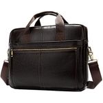 Leather Business Messenger Bag Briefcase Handbag for Men Carry All Laptop Protection for 14 Inch Computer Crossbody Shoulder Satchel Bags Handbag Coffee