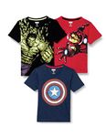 Marvel By Kidsville Boys Solid regular fit T-Shirt Pack of 3(MC003_Multicolor 3_13 Years-14 Years)