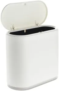 Juvale 12L / 3.17 Gallon Small Bathroom Trash Can with Lid - Narrow Bin for Kitchen (White)