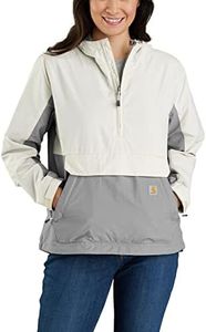 Carhartt Women's Plus Size Rain Defender Loose Fit Lightweight Packable Anorak, Malt/Asphalt, 3X
