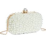 YYIHER Pearl Clutch White Clutch Purses for Women Evening Handbags Beaded Clutch Wedding Bridal Clutch Parites Prom
