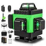 TOMAHAWK® 16 Lines Green Laser Level Pro, 4x360° 4D Green Cross Line Professional Laser for Construction with Two 360° Vertical/Horizontal Level Pulse Mode and Remote Controller Laser Level Machine