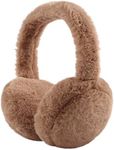 Pesaat Fluffy Ear Muff for Women Plush Foldable Earmuffs Kids Winter Earmuffs Girls Boys Cold Weather Ear Warmer, Coffee, One size