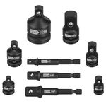 9 Piece Impact Socket Adapter and Reducer Set,1/4", 3/8", 1/2", 3/4" Drive Socket Adapter Set for Impact Driver Conversions, Impact Wrench Conversion Kit Socket Reducer, Locking Socket Adapter Set