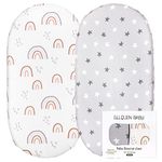 GLLQUEN BABY 2 Pack Moses Basket Fitted Sheets, Newborn Pram Sheets Fitted, 100% Microfiber Oeko-tex100 Cozy and Breathable Crib Baby Bassinet Sheets for Boy and Girl, Easy Care Soft Fitted Sheet