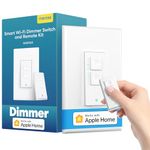 meross Smart Dimmer Switch with Remote, Single Pole, Neutral Wire Required, Compatible with Apple HomeKit, Alexa, Hey Google and SmartThings, 2.4GHz Wi-Fi, Remote and Voice Control, No Hub Required