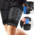 Always Ready, Thigh Compression Support Sleeve (2 Per Pack) with Hot & Cold Gel Pack for Hamstring & Quadricep Muscle Strains & Injury, Men & Women, Two Adjustable Compression Straps, Non-Slip (L)