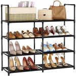 SPUSEN Shoe Rack,4 Tier Shoe Storage Shoe Organizer,Fit 16-20 Pairs Shoes,Large Stackable Shoe Shelf for Closet,Entryway,Garage,Bedroom,Cloakroom,Easy to Assemble