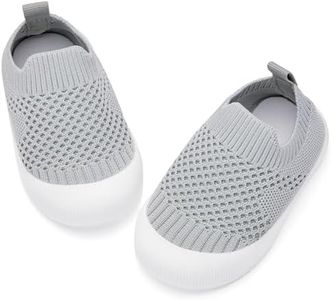 BACSAC Baby Toddler Shoes Boys Girls Infant Lightweight Breathable Walking Sock Sneakers 6-36 Months Pure Grey,2-3 Years