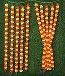 Shah Crafts. Artificial Marigold Garland Flower Toran Pack Of 10 Fake Phool Mala For Home Temple Decoration Diwali Pooja Indian Wedding, Outdoor Inddor Wall Decor Strings 5 Feet Each-Color-Multi