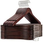 Amber Home Solid Wood Suit Coat Hangers 20 Pack, Smooth Walnut Finish Wooden Dress Hangers with Non Slip Pant Bar, Clothes Hangers with 360 Swivel Hook & Notches for Jacket, Pant, Shirt (Walnut, 20)