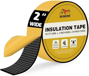 Pipe Insulation Tape, Pipe Wrap Insulation Foam Tape Self Adhesive, Outdoor Water Pipe Insulation, Ac Line Insulation, HVAC Tape, Heat Tape For Water Pipe, 2 inch x 16.5 FT Pipe Insulation Roll,Black