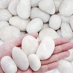 ICEBLUEOR 2.2lb White Pebbles,Natural River Rocks Decorative Fish Tank Stones,Polished White Stones for Plant Pots,Vase Fillers,Ponds, Aquarium Plants Indoor,Garden,Landscaping (3-5cm)