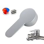 Mclcvp7re Taps Handle Lever with Hot and Cold Color Button, Zinc Alloy Faucet Handle for Single Handle Faucet with Cartridge 10 * 10mm Universal Replacement Metal Lever Handle, Polished Chrome (45mm)