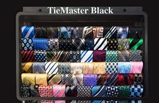 TieMaster Tie Rack, Scarf, Tie and Belt Organizer for Closet, Stores up to 60 Ties with 5 S Hooks, Easy to Mount in 8 Adjustable Positions, Designed for Fabric and Accessories, Black