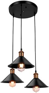 FIRVRE Black Industrial Pendant Chandelier Ceiling Light Adjustable Linear Hanging Industry Loft Retro Metal Lights E27 for Kitchen Island Kitchen Restaurant Bar Balcony