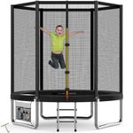 Devoko 6ft/ Secure Kids Trampoline - GS certificate Garden Trampoline Safety Net & Reinforced Steel Frame | Super Stable for Children 6-12 Years | Premium Waterproof, Easy Setup