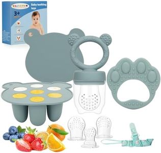 Baby Breastmilk Popsicle Molds & Baby Fruit Feeder (3 Pack), WAJIAYON Baby Food Freezer Tray Storage Containers, Silicone Teething Pacifier Feeder and Teether for Babies(Blue)