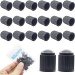 TAOSHENG 20Pcs Tyre Valve Caps, Plastic Dust Cover Universal Fit for Car Bikes Bicycles Motorbikes Prams Wheelbarrows SUV Trucks Tire Stem, Black 20 Pack