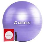 REEHUT Exercise Ball, 1100 LBS Yoga Ball Chair, Professional Grade Anti-Burst Fitness, Workout Guide & Quick Pump Included, for Balance & Yoga, Stability, Fitness (Office & Home & Gym)