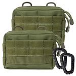 MOLLE Pouches - 2 Pack Tactical Compact Water-Resistant Utility Gadget Gear EDC Pouch (2 Pack Green)