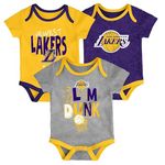 Outerstuff NBA LA Lakers Newborn Infants 3 Piece Creeper Set (0-3 Months)