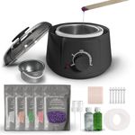 Waxing Kit, Wax Pot for Hair Removal, Wax Heater Kit for Waxing Professional, 5 Packs Wax Beads and 20 Applicator Sticks, Painless Waxing Machine for Full Body Waxing(Black)