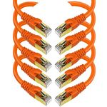 CAT 8 Ethernet Cable Shielded SFTP Internet Network Patch Cord, Heavy Duty High Speed LAN Cables w Gold Plated RJ45 Connector Professional for Router, Modem, Gaming, Xbox (1 Foot, 10 Pack Orange)