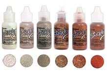 Ranger Stickles Glitter Glue Bundle A Flicker - Six 18ml Bottles - Icicle, Glisten, Platinum, Rose Gold, Copper, and Sunset