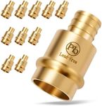 Litorange 10 Pcs Extended 3/4 inch Press x 3/4 inch PEX Crimp Coupling, Lead-Free 3/4 inch PEX Press Fittings Brass Adapter for Quick Connection of Copper Tube and PEX-B Pipe