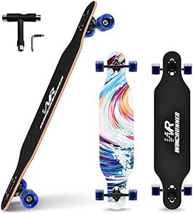 Windrunner 41inch Freeride Longboard Skateboard,8-Ply Natural Maple Drop Through Freestyle Complete Skateboard Cruiser Pintail for Cruising,Carving,Free-Style and Downhill with T-Tool,Sea Wave