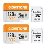 Gigastone Micro SD Card 128GB 2-Pack Micro SDXC U3 C10 High Speed Memory Card Class-10 UHS-I, Micro SD Card Reader